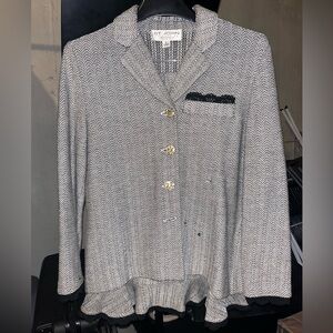 St. John Black and White Herringbone Jacket and skirt